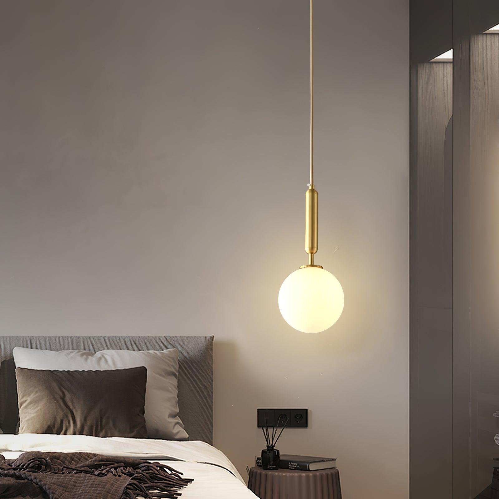 Modern Spherical Glass Pendant Light Brass and Black Contemporary Ceiling Hanging Fixture