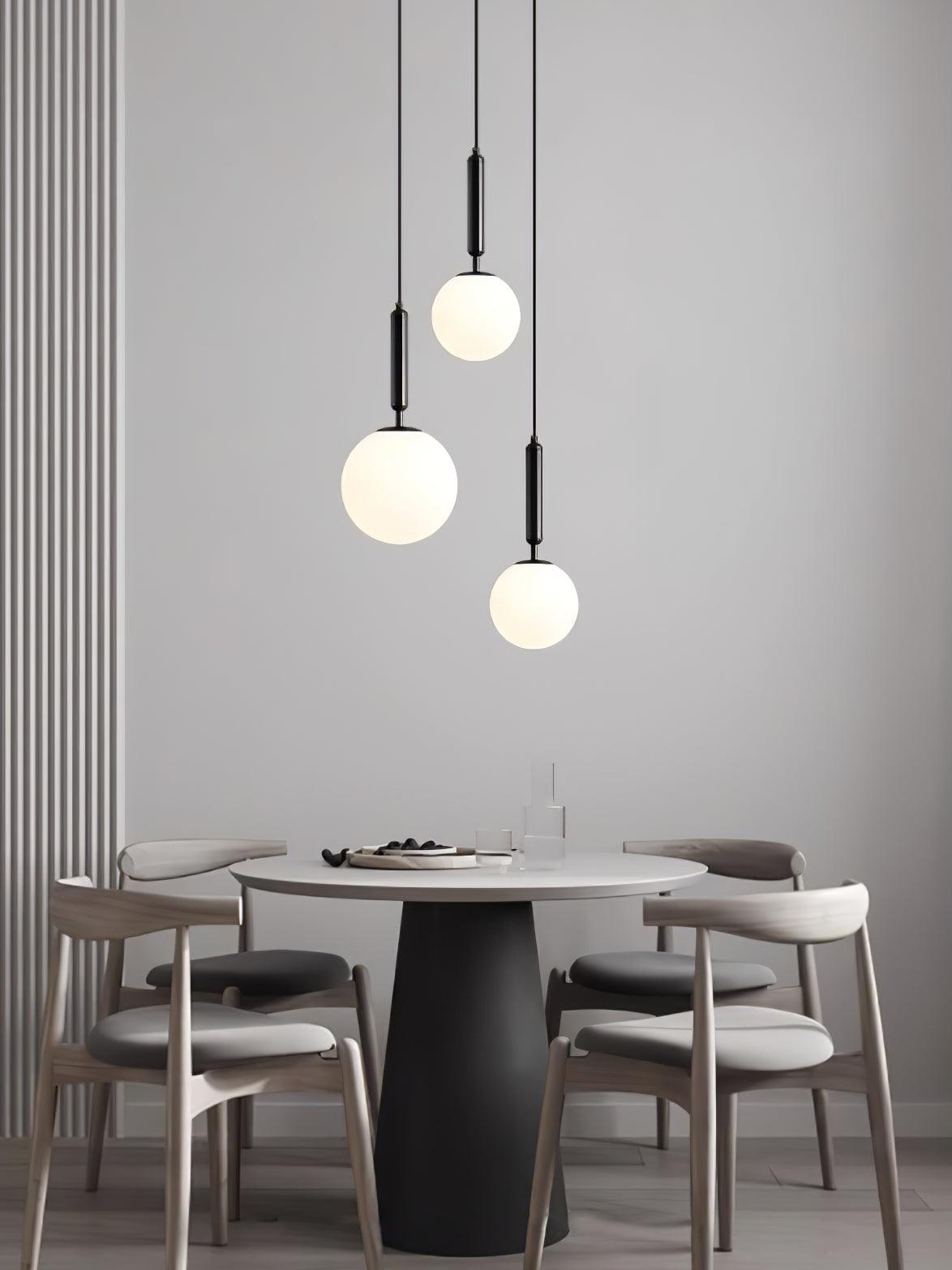 Modern Spherical Glass Pendant Light Brass and Black Contemporary Ceiling Hanging Fixture