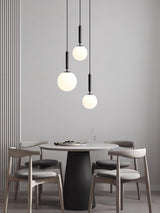 Modern Spherical Glass Pendant Light Brass and Black Contemporary Ceiling Hanging Fixture