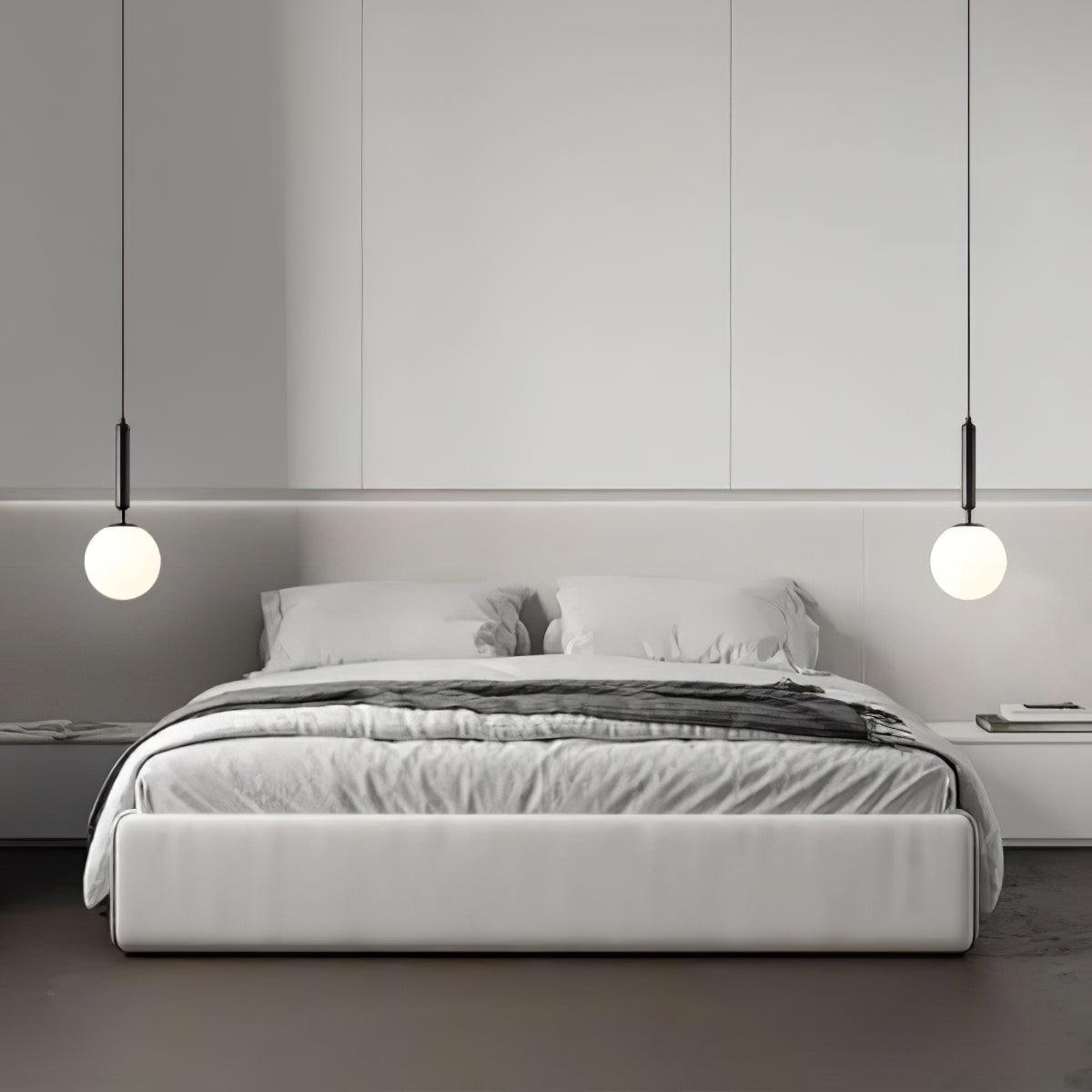 Modern Spherical Glass Pendant Light Brass and Black Contemporary Ceiling Hanging Fixture