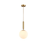 Modern Spherical Glass Pendant Light Brass and Black Contemporary Ceiling Hanging Fixture
