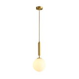 Modern Spherical Glass Pendant Light Brass and Black Contemporary Ceiling Hanging Fixture