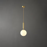 Modern Spherical Glass Pendant Light Brass and Black Contemporary Ceiling Hanging Fixture