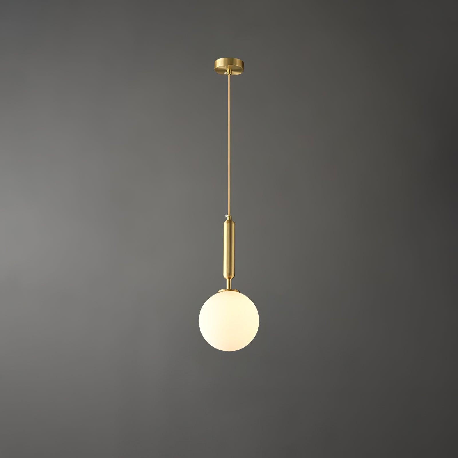 Modern Spherical Glass Pendant Light Brass and Black Contemporary Ceiling Hanging Fixture