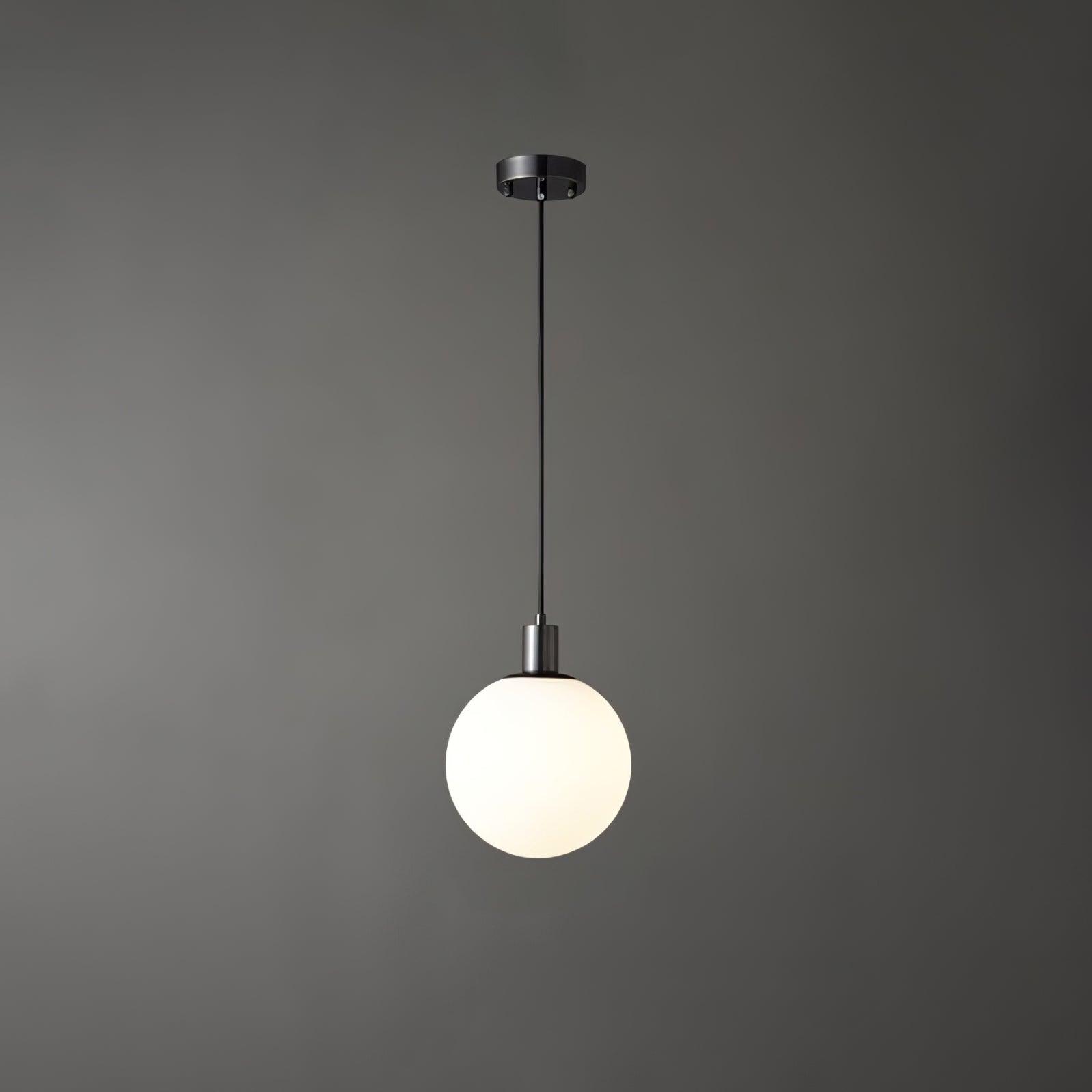 Modern Spherical Glass Pendant Light Brass and Black Contemporary Ceiling Hanging Fixture