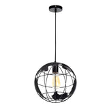Modern Spherical Iron Cage Chandelier Vintage Style Hanging Lamp in Black and White
