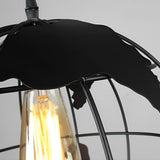Modern Spherical Iron Cage Chandelier Vintage Style Hanging Lamp in Black and White