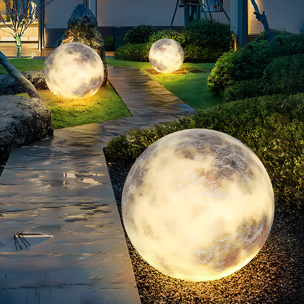 Modern Spherical Moon Lawn Light Waterproof Outdoor Garden Lamp for Landscape and Backyard Decor