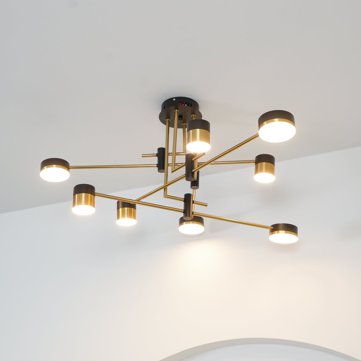 Modern Spider Jewel LED Chandelier Black and Gold Gasolier Ceiling Light for Dining Room and Living Area