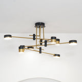 Modern Spider Jewel LED Chandelier Black and Gold Gasolier Ceiling Light for Dining Room and Living Area