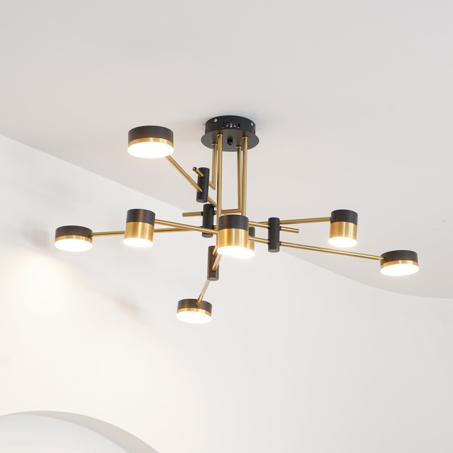 Modern Spider Jewel LED Chandelier Black and Gold Gasolier Ceiling Light for Dining Room and Living Area