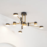 Modern Spider Jewel LED Chandelier Black and Gold Gasolier Ceiling Light for Dining Room and Living Area