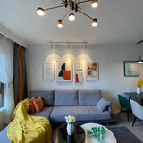 Modern Spider Jewel LED Chandelier Black and Gold Gasolier Ceiling Light for Dining Room and Living Area