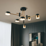 Modern Spider Jewel LED Chandelier Black and Gold Gasolier Ceiling Light for Dining Room and Living Area