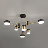 Modern Spider Jewel LED Chandelier Black and Gold Gasolier Ceiling Light for Dining Room and Living Area
