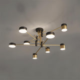 Modern Spider Jewel LED Chandelier Black and Gold Gasolier Ceiling Light for Dining Room and Living Area