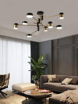 Modern Spider Jewel LED Chandelier Black and Gold Gasolier Ceiling Light for Dining Room and Living Area
