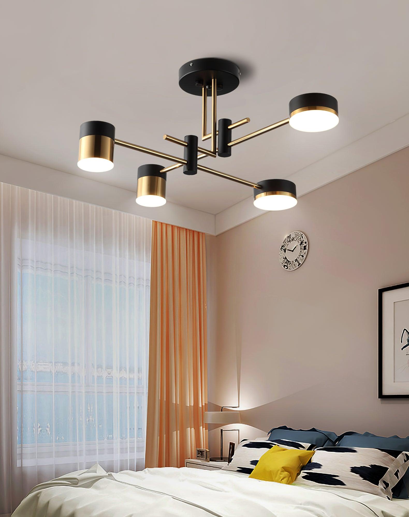 Modern Spider Jewel LED Chandelier Black and Gold Gasolier Ceiling Light for Dining Room and Living Area