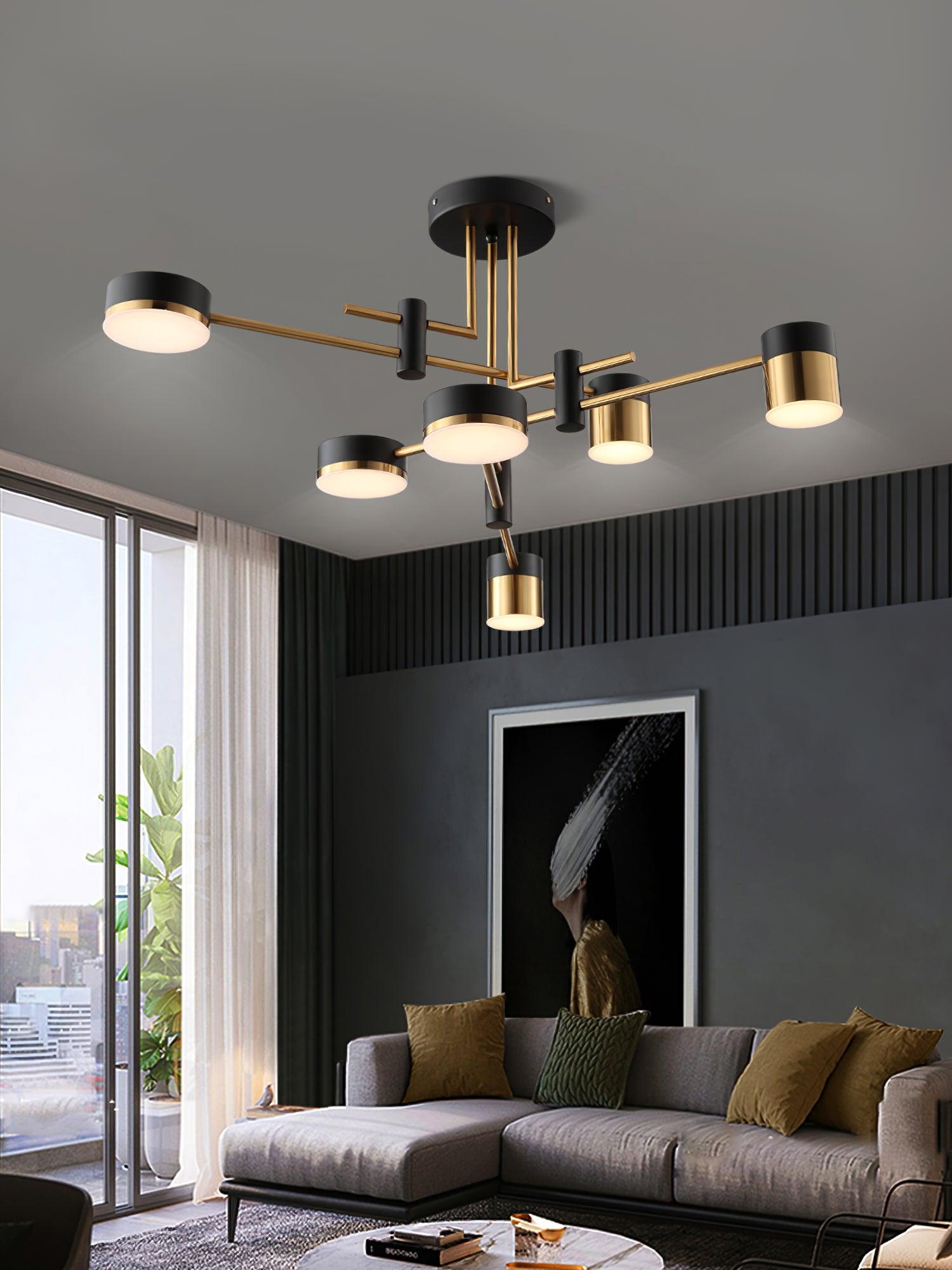 Modern Spider Jewel LED Chandelier Black and Gold Gasolier Ceiling Light for Dining Room and Living Area