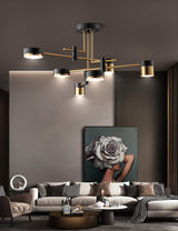 Modern Spider Jewel LED Chandelier Black and Gold Gasolier Ceiling Light for Dining Room and Living Area