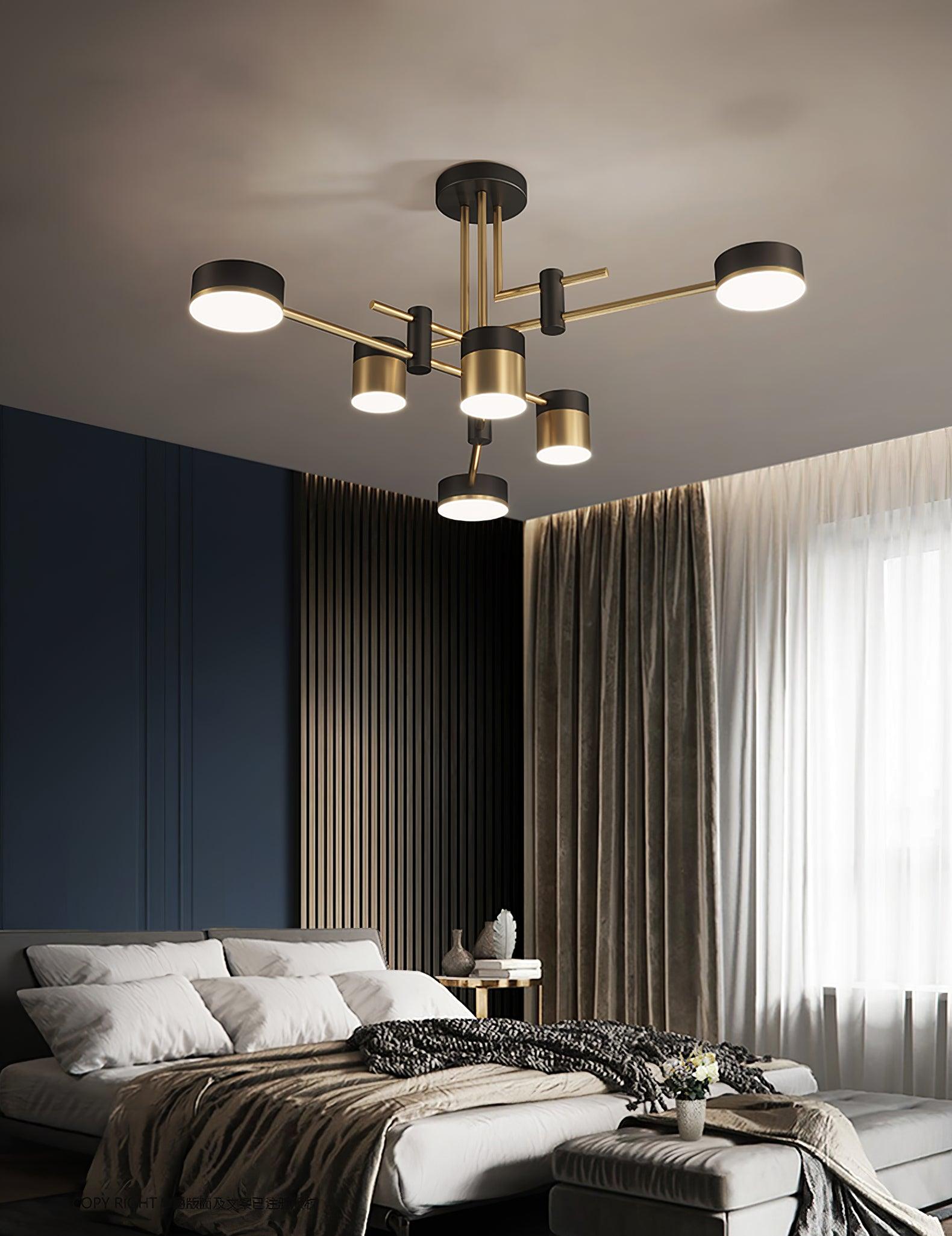 Modern Spider Jewel LED Chandelier Black and Gold Gasolier Ceiling Light for Dining Room and Living Area