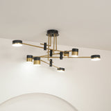 Modern Spider Jewel LED Chandelier Black and Gold Gasolier Ceiling Light for Dining Room and Living Area