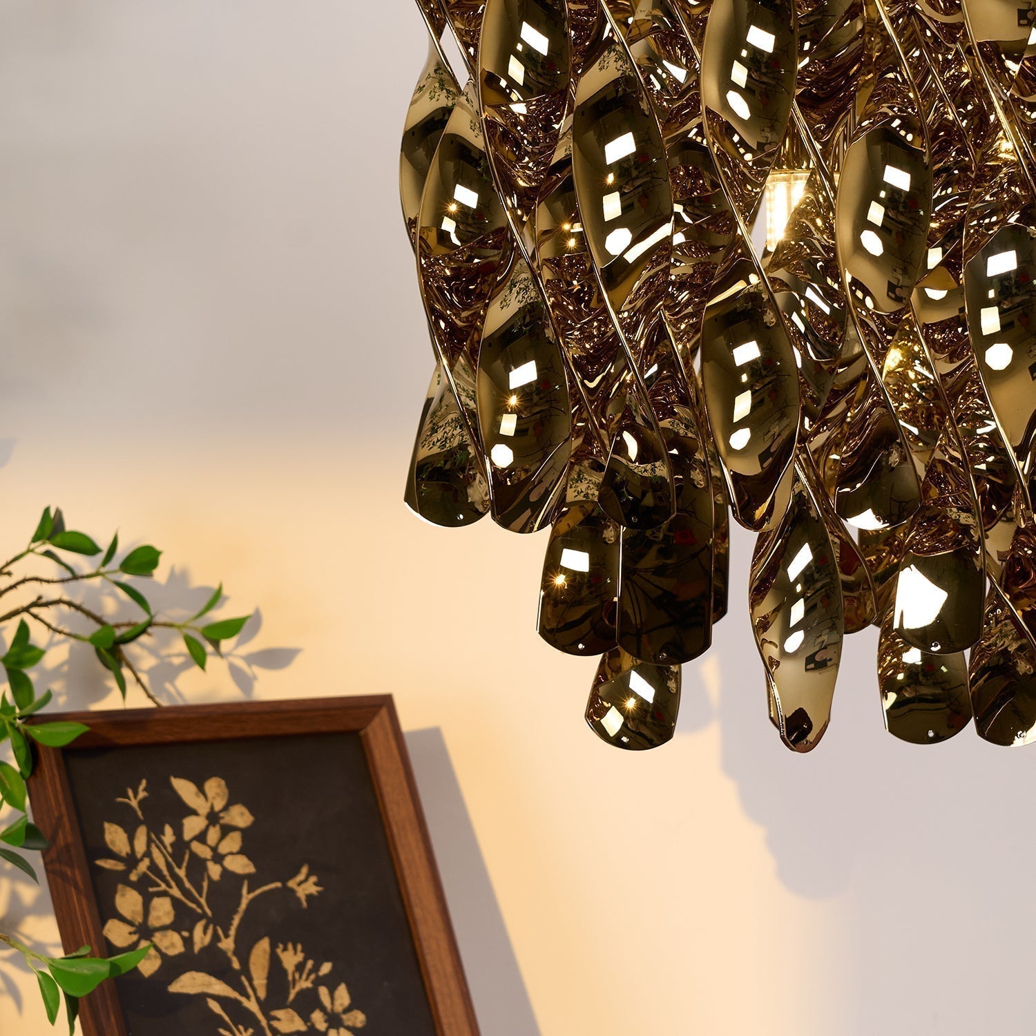 Modern Spiral Acrylic Pendant Light Gold and Silver Electroplated Chandelier for Indoor Use