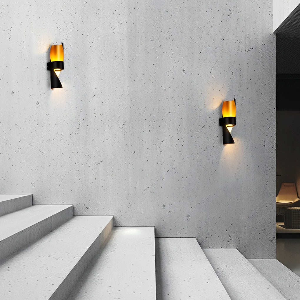 Modern Spiral Exterior Up and Down Wall Light for Garden Porch IP65 Waterproof Wall Sconce