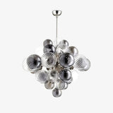 Modern Spiral Glass Globe Chandelier in Chrome Finish with Smoke Grey Accents