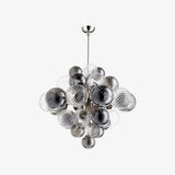 Modern Spiral Glass Globe Chandelier in Chrome Finish with Smoke Grey Accents