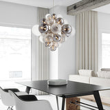 Modern Spiral Glass Globe Chandelier in Chrome Finish with Smoke Grey Accents
