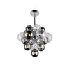 Modern Spiral Glass Globe Chandelier in Chrome Finish with Smoke Grey Accents