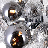 Modern Spiral Glass Globe Chandelier in Chrome Finish with Smoke Grey Accents