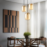 Modern Spiral Glass Pendant Light with Screw Thread Texture LED Hanging Ceiling Lamp
