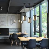 Modern Spiral Glass Pendant Light with Screw Thread Texture LED Hanging Ceiling Lamp