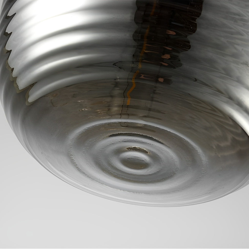 Modern Spiral Glass Pendant Light with Screw Thread Texture LED Hanging Ceiling Lamp
