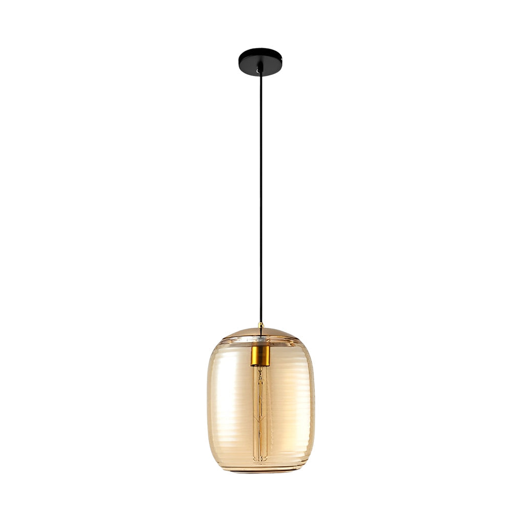 Modern Spiral Glass Pendant Light with Screw Thread Texture LED Hanging Ceiling Lamp
