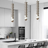 Modern Spiral Gourd Metal Pendant Light with Semi Plated Chrome Bulb for Dining Room and Bedroom Decor
