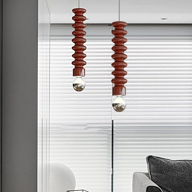 Modern Spiral Gourd Metal Pendant Light with Semi Plated Chrome Bulb for Dining Room and Bedroom Decor