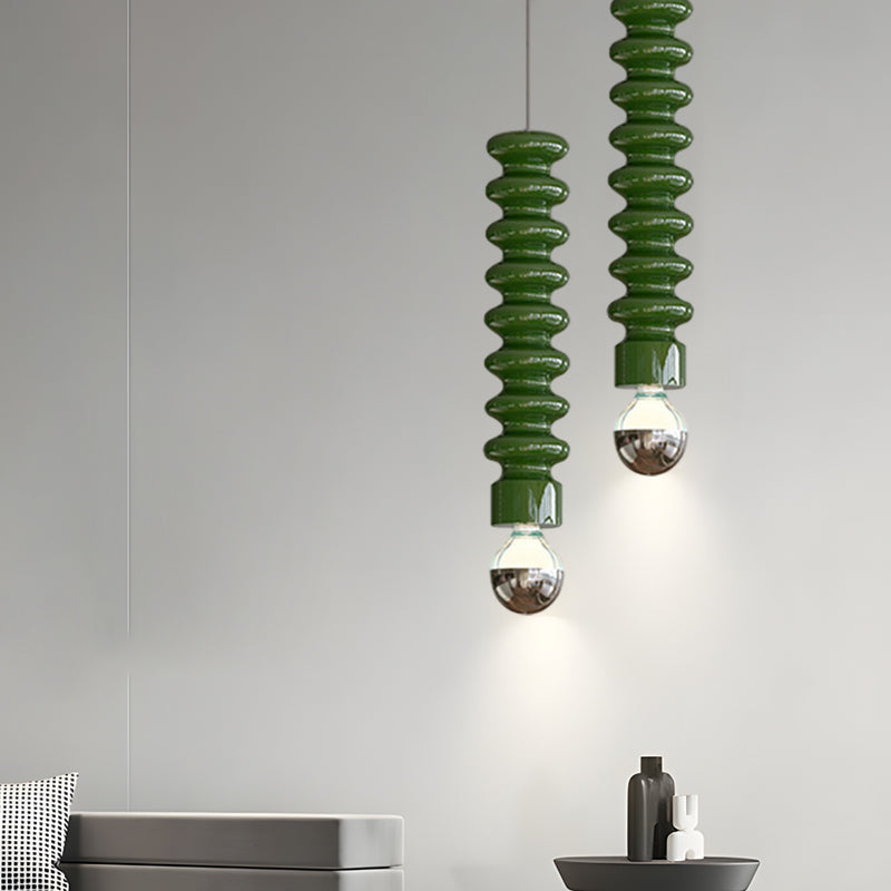 Modern Spiral Gourd Metal Pendant Light with Semi Plated Chrome Bulb for Dining Room and Bedroom Decor