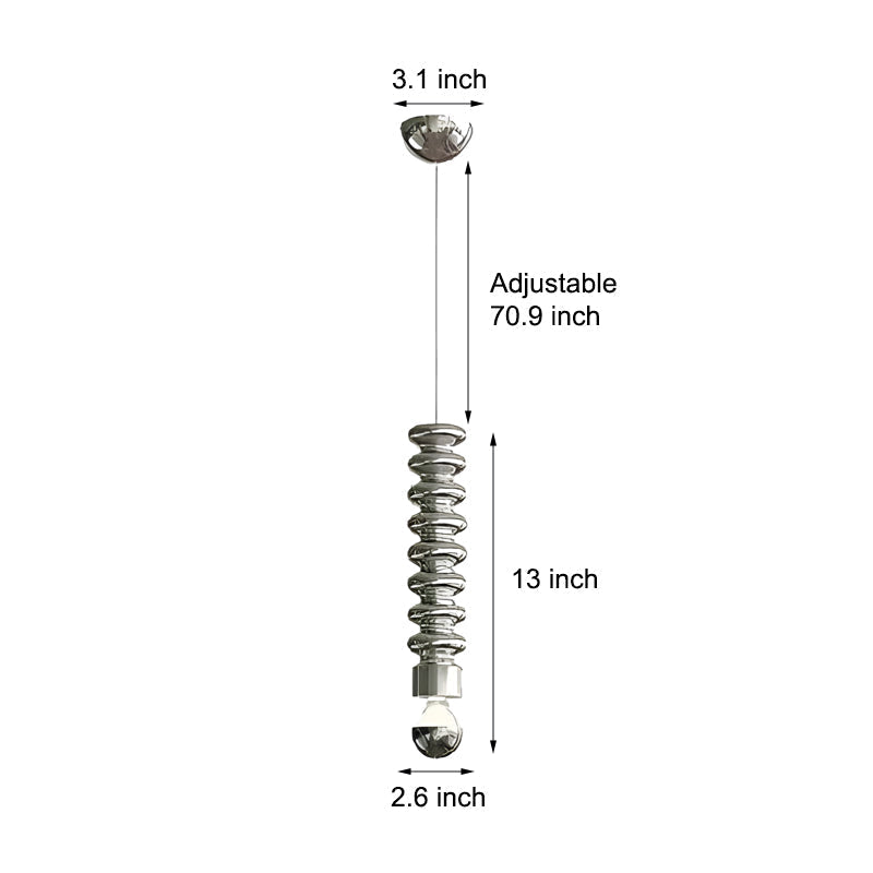 Modern Spiral Gourd Metal Pendant Light with Semi Plated Chrome Bulb for Dining Room and Bedroom Decor