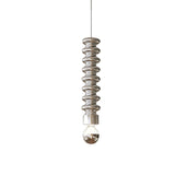 Modern Spiral Gourd Metal Pendant Light with Semi Plated Chrome Bulb for Dining Room and Bedroom Decor