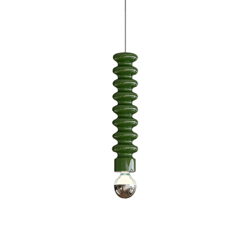 Modern Spiral Gourd Metal Pendant Light with Semi Plated Chrome Bulb for Dining Room and Bedroom Decor