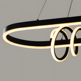 Modern Spiral LED Chandelier Dimmable Black Hanging Pendant Light for Dining Room