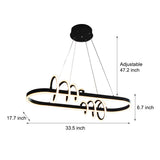 Modern Spiral LED Chandelier Dimmable Black Hanging Pendant Light for Dining Room