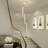 Modern Spiral LED Staircase Chandelier Long Acrylic Pendant Light for Duplex Foyer and Hallways