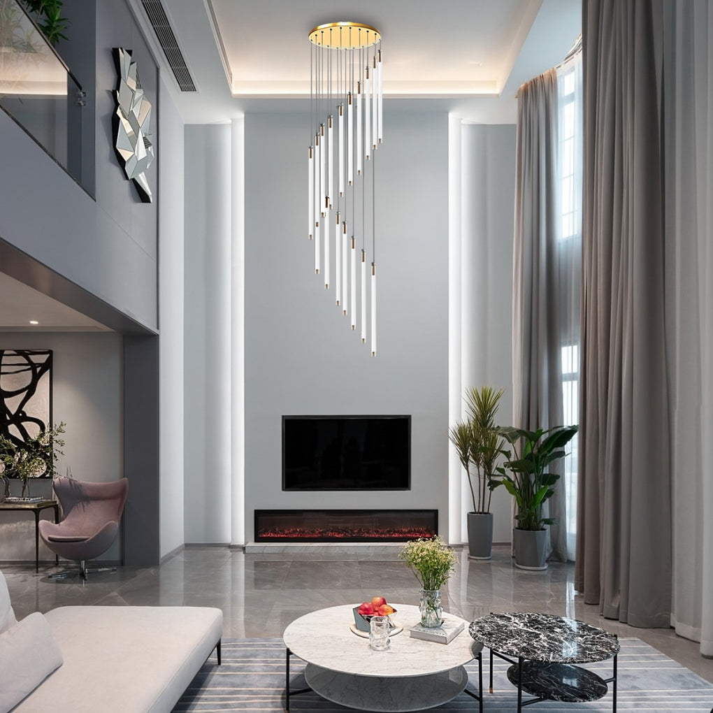 Modern Spiral LED Staircase Chandelier Long Acrylic Pendant Light for Duplex Foyer and Hallways