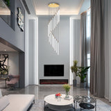 Modern Spiral LED Staircase Chandelier Long Acrylic Pendant Light for Duplex Foyer and Hallways