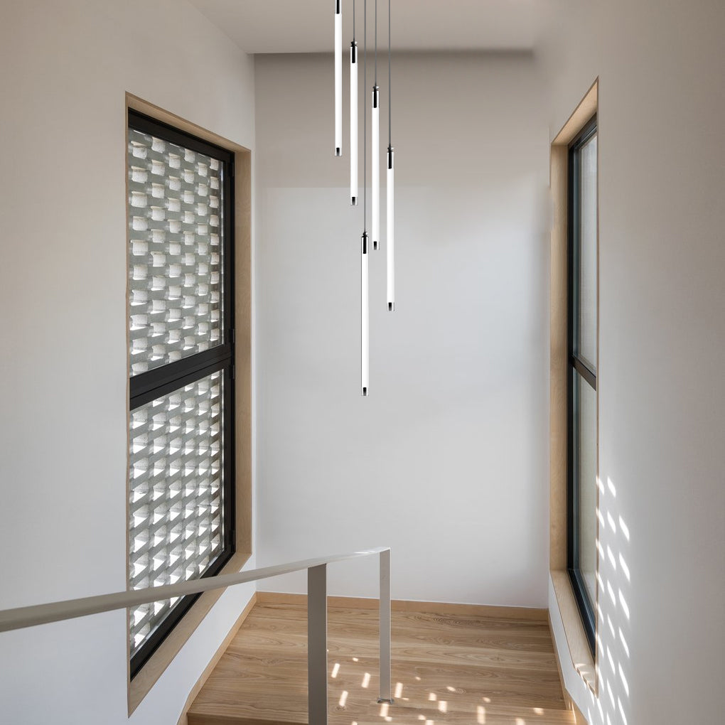 Modern Spiral LED Staircase Chandelier Long Acrylic Pendant Light for Duplex Foyer and Hallways
