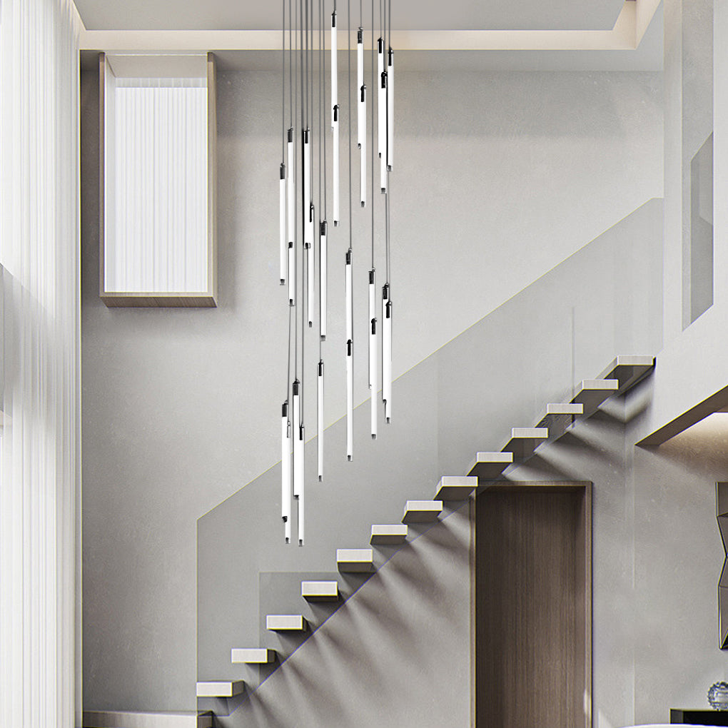 Modern Spiral LED Staircase Chandelier Long Acrylic Pendant Light for Duplex Foyer and Hallways